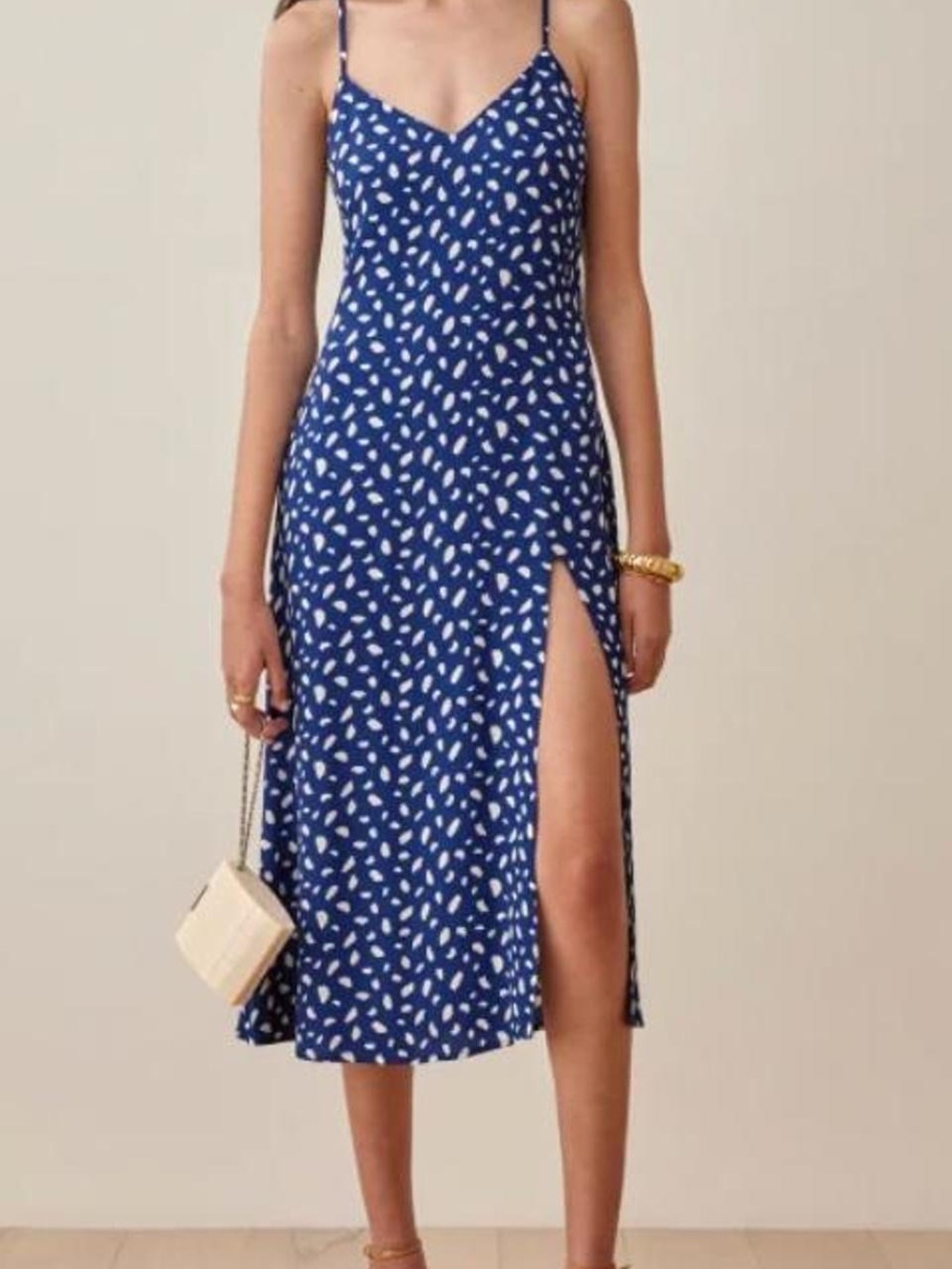 REFORMATION- Juliette Midi Dress Blue White Size 0
